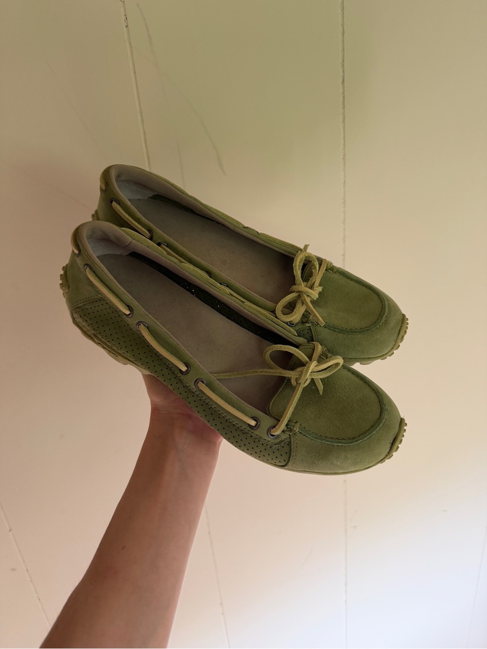 Merrell Women's Green Suede leather summer boat shoes flats